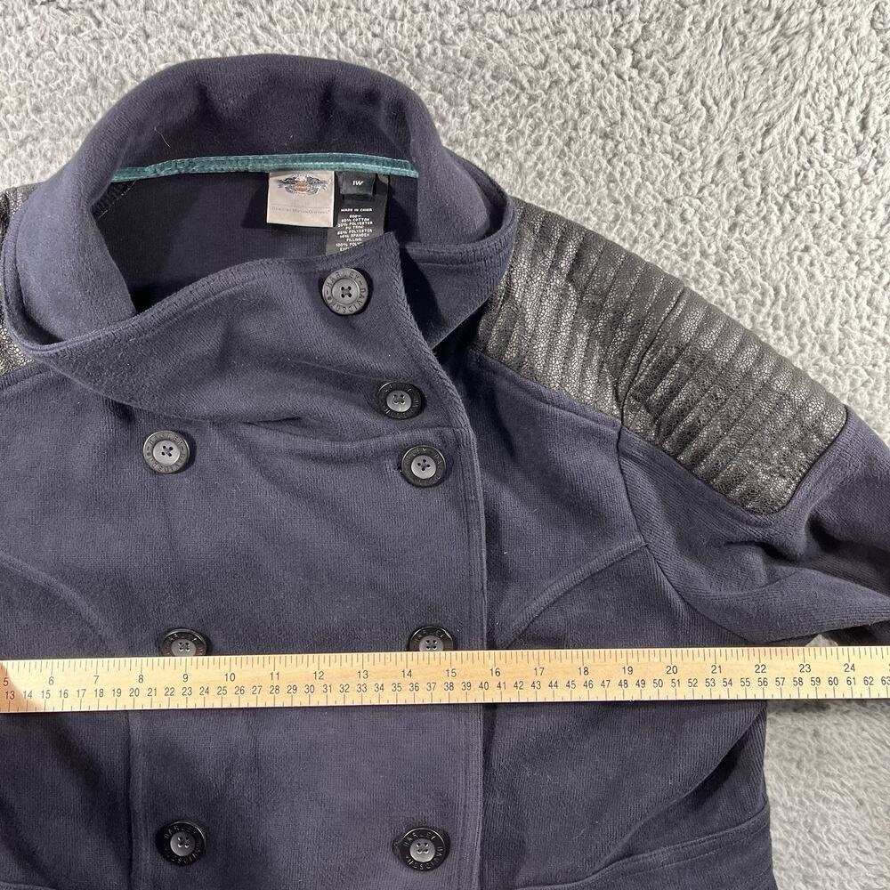 Harley-Davidson Peacoat Womens Plus 1X Navy Blue Jacket Double Breasted Moto - Picture 8 of 9